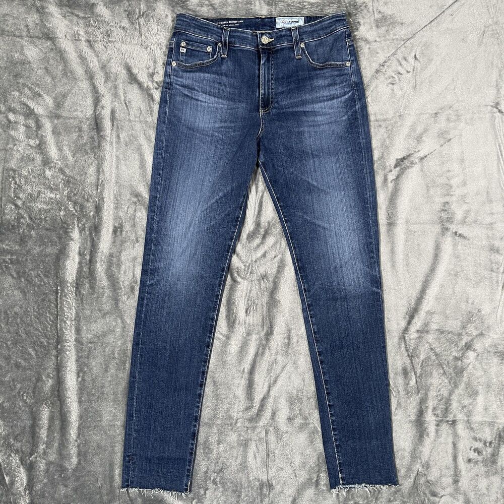 Adriano Goldschmied Farrah Skinny Ank Jeans Womens 30R Blue Ankle Crop Raw Hem